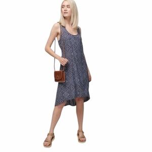 KAVU Jocelyn Sleeveless Blue Print Dress M – Lightweight Summer Travel Dress